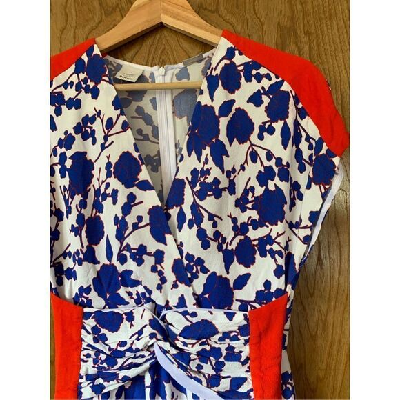 Pinko Floral Midi Dress in Blue & White Size 8 - Picture 6 of 12